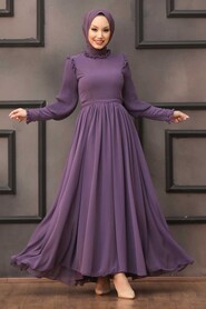Lila Hijab Evening Dress 40720LILA - 1