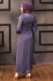 Satin Lila Hijab Engagement Dress 4199LILA - 2