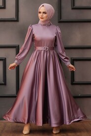  Lila Turkish Hijab Wedding Gown 4373LILA - 1
