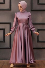  Lila Turkish Hijab Wedding Gown 4373LILA - 2