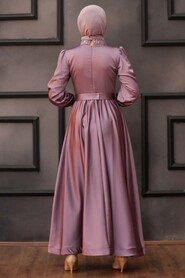  Lila Turkish Hijab Wedding Gown 4373LILA - 3