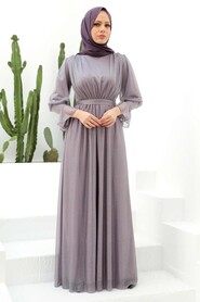 Lila Turkish Hijab Bridesmaid Dress 5367LILA - 1