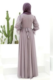  Lila Turkish Hijab Bridesmaid Dress 5367LILA - 2