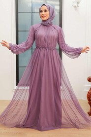  Plus Size Lila Islamic Clothing Engagement Dress 9170LILA - 1