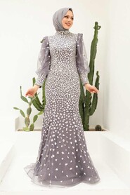  Elegant Lila Hijab Hijab Wedding Gown 952LILA - 1
