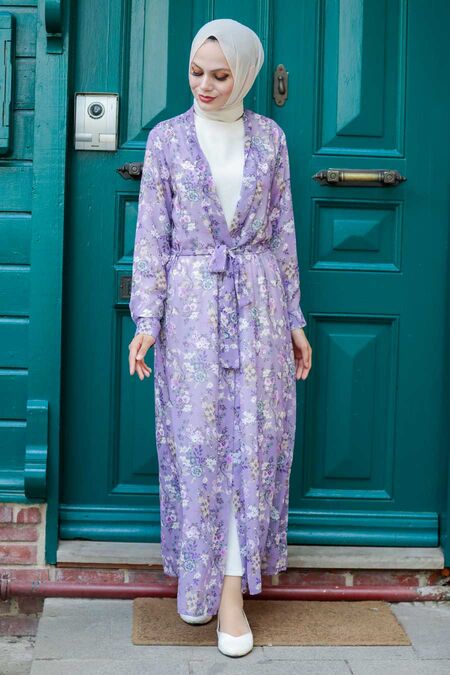 Lila Hijab Kimono 5651LILA - NEVA STYLE