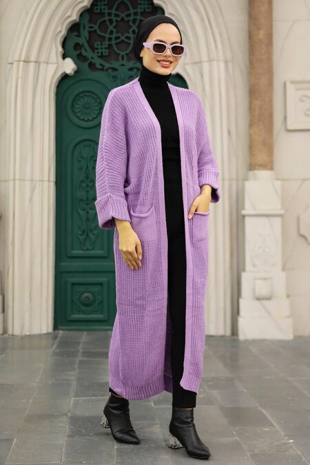 Lila Hijab Knitwear Cardigan 4182LILA - NEVA STYLE