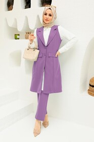 Lila Hijab Suit Dress 5682LILA - NEVA STYLE