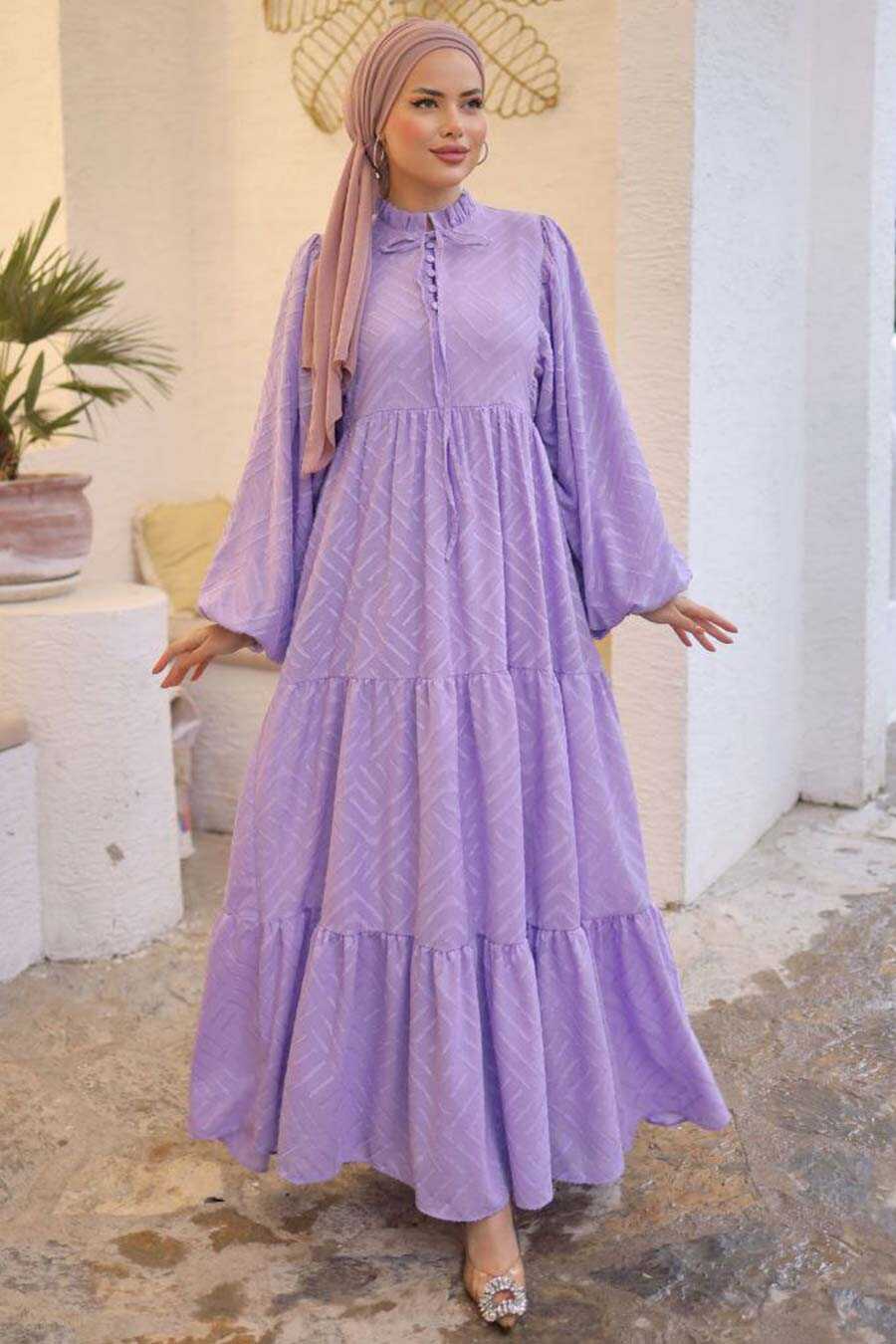 Lila Modest Pastel Dress 14112LILA