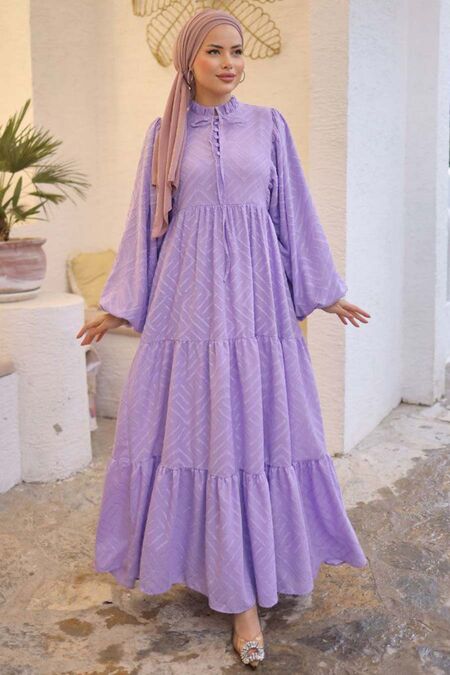 pink tulle dress long A-line Pink Long Sleeves Tulle Modest Long Prom Dresses, Ball Gown PD2 –  SposaBridal main image 0