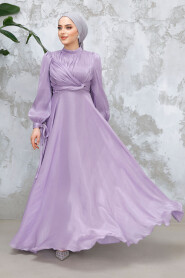 Lila Satin Modest Evening Gown 4823LILA - 2