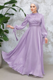 Lila Satin Modest Evening Gown 4823LILA - 1