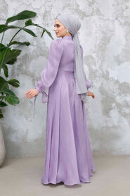 Lila Satin Modest Evening Gown 4823LILA - 3