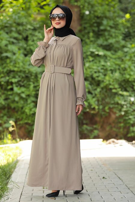 Mink Color Hijab Daily Dress 12580V - NEVA STYLE
