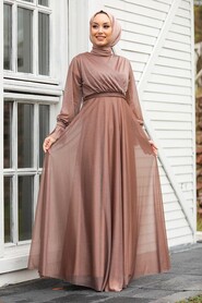  Plus Size Mink Hijab Engagement Dress 22202V - 1