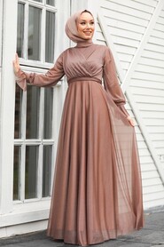  Plus Size Mink Hijab Engagement Dress 22202V - 2