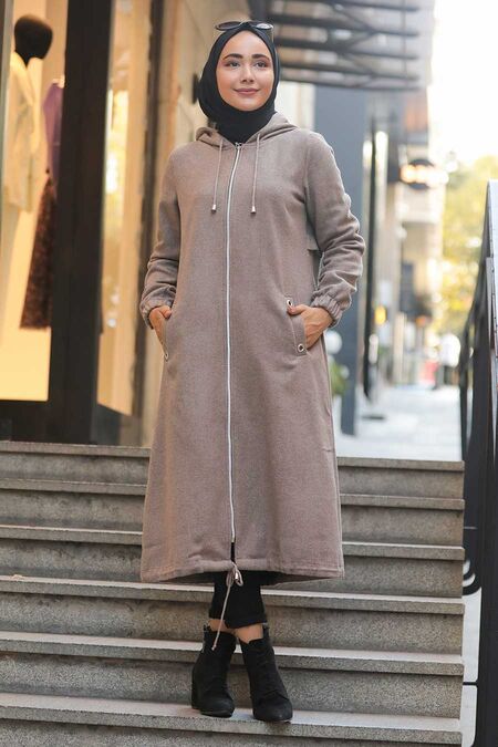 Mink Hijab Coat 5568V - NEVA STYLE