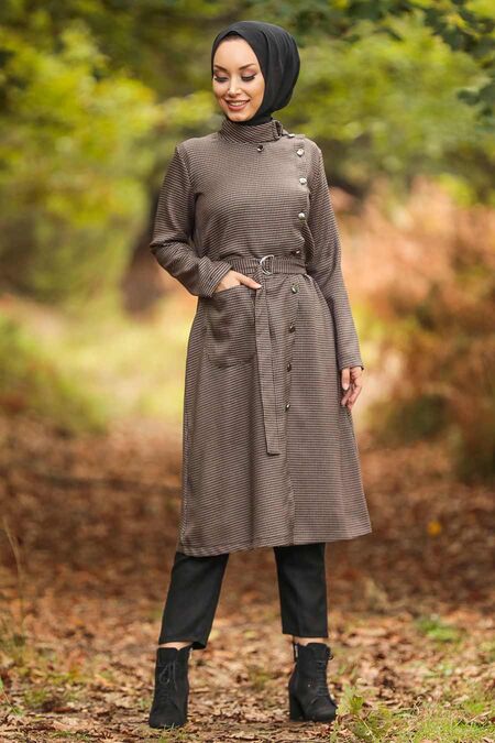 Mink Hijab Coat 5575V - NEVA STYLE