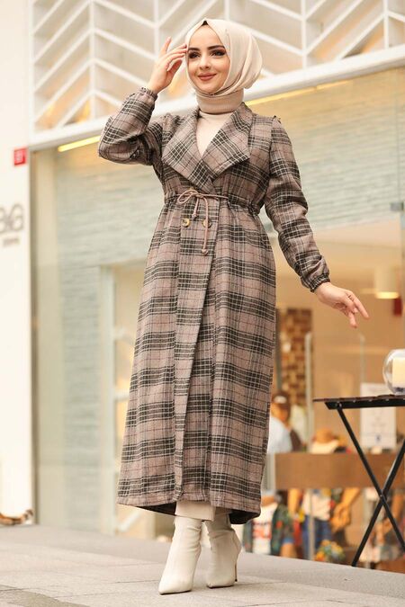 Mink Hijab Coat 55802V - NEVA STYLE