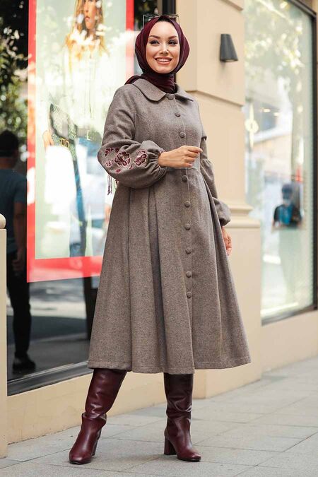 Mink Hijab Coat 9078V - NEVA STYLE