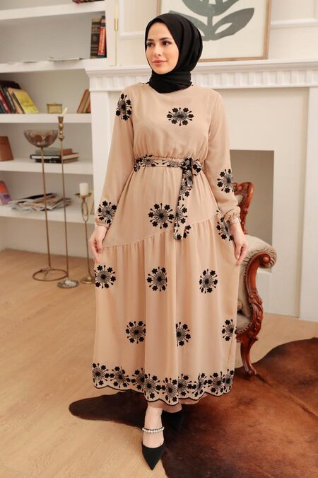 Mink Hijab Dress 1332V - NEVA STYLE