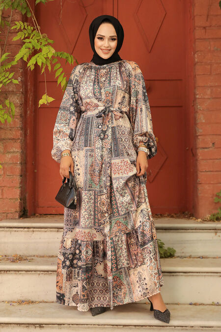 Mink Hijab Dress 23155V - NEVA STYLE
