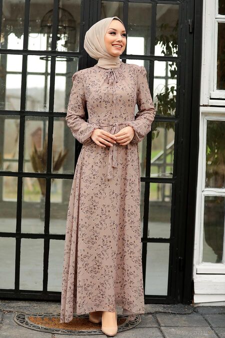Mink Hijab Dress 27902V - NEVA STYLE