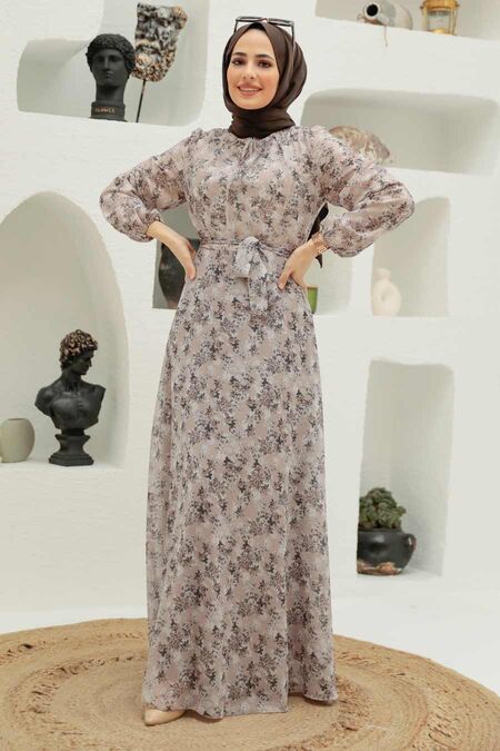 Mink Hijab Dress 279040V - NEVA STYLE