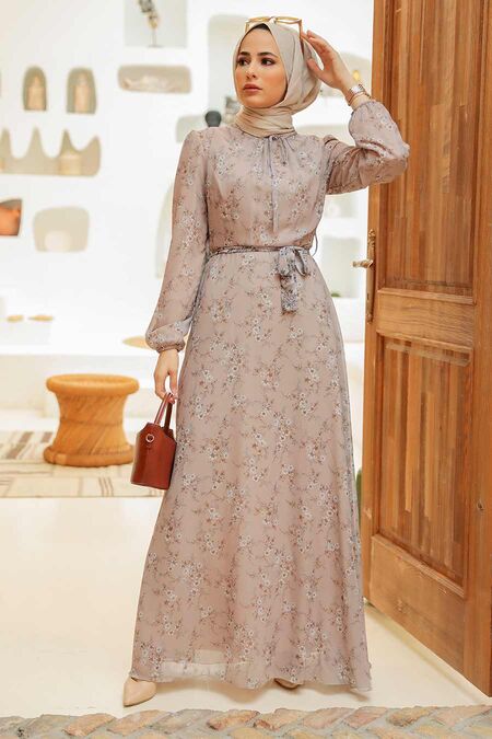 Mink Hijab Dress 279043V - NEVA STYLE