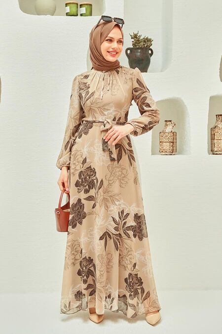 Mink Hijab Dress 279062V - NEVA STYLE