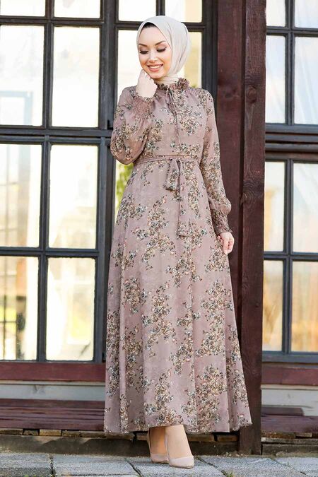 Mink Hijab Dress 27907V - NEVA STYLE