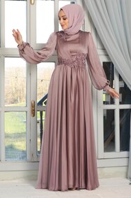  Satin Mink Islamic Engagement Dress 21630V - 2