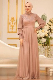  Modern Mink Islamic Clothing Prom Dress 21780V - 4