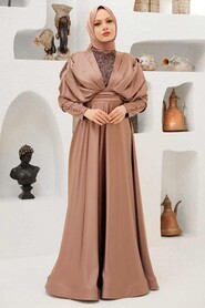  Luxorious Mink Modest Islamic Clothing Prom Dress 22451V - 2