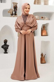  Luxorious Mink Modest Islamic Clothing Prom Dress 22451V - 3