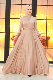  Luxorious Mink Islamic Wedding Gown 3038V - 2