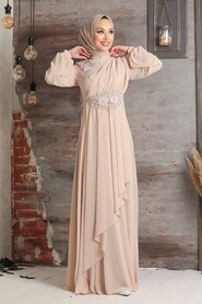 Mink Hijab Evening Dress 3499V - 1