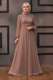  Stylish Mink Islamic Engagement Dress 4305V - 2