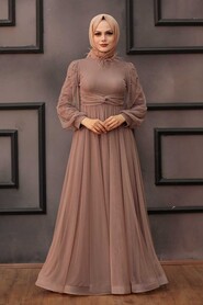  Stylish Mink Islamic Engagement Dress 4305V - 3