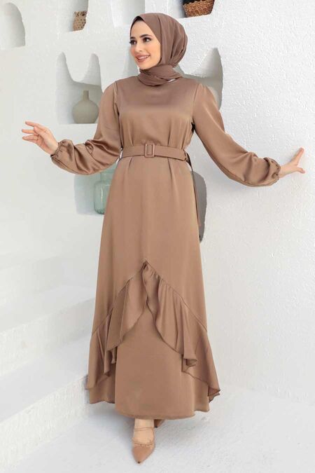  Elegant Mink Muslim Fashion Evening Dress 4566V - NEVA STYLE