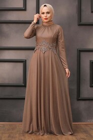  Plus Size Mink Islamic Evening Gown 50162V - 1
