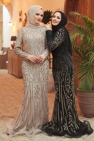  Luxorious Mink Muslim Evening Gown 820V - 4