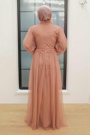  Plus Size Mink Islamic Clothing Engagement Dress 9170V - 2