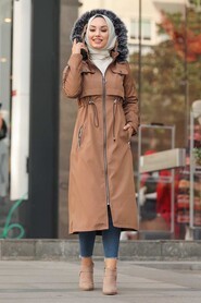 Mink Hijab Parka Coat 6605V - 1