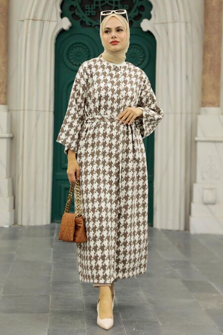 Mink Hijab Stamp Coat 5663V - NEVA STYLE