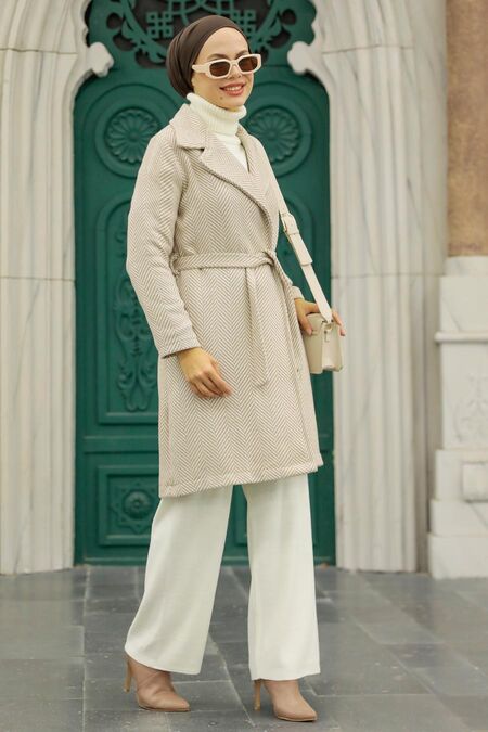 Mink Hijab Stamp Coat 5825V - NEVA STYLE