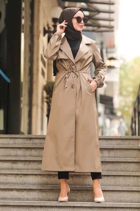 Mink Hijab Trenchcoat 5571V - NEVA STYLE