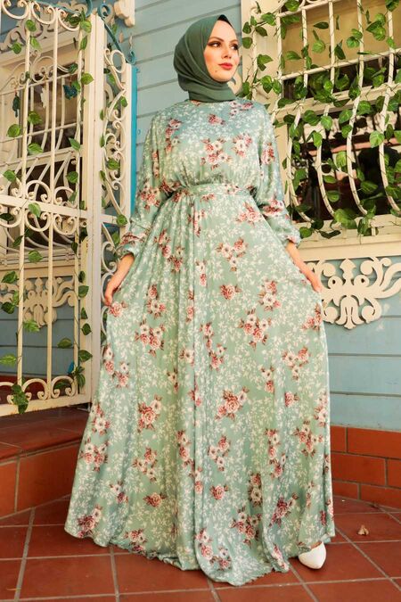 Mint Hijab Dress 22160MINT - NEVA STYLE