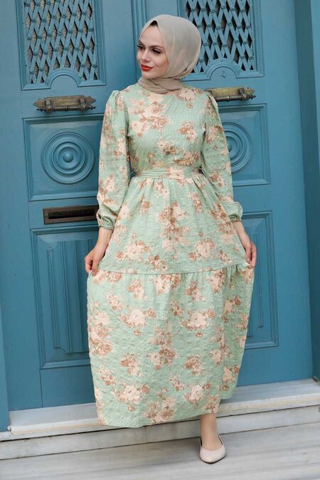 Mint Hijab Dress 7673MINT - NEVA STYLE