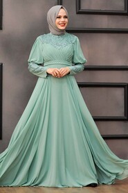 Mint Hijab Evening Dress 1101MINT - 3